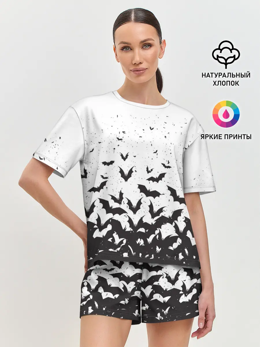 Женская пижама с шортами / Летучие мыши