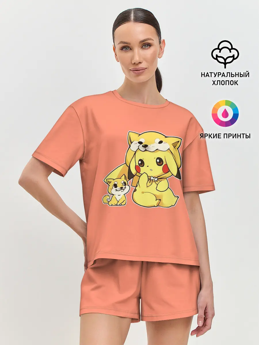 Женская пижама с шортами / Pikachu Pika Pika
