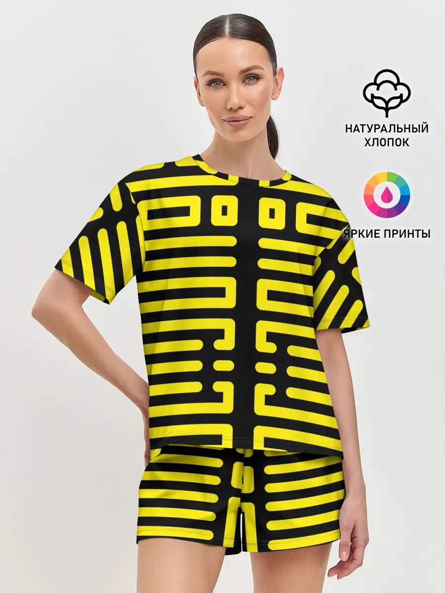 Женская пижама с шортами / полосы, линии, узор,