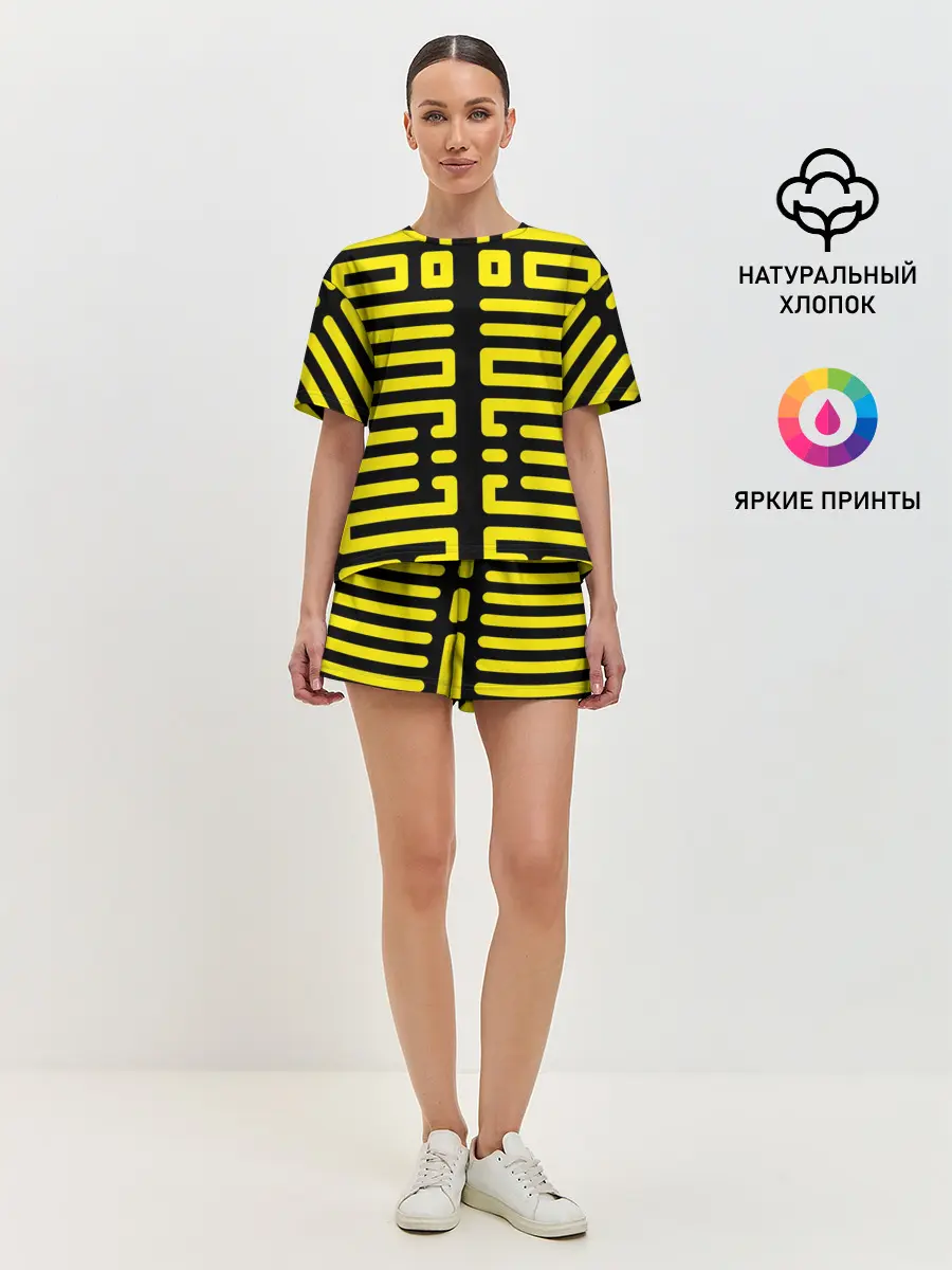 Женская пижама с шортами / полосы, линии, узор,