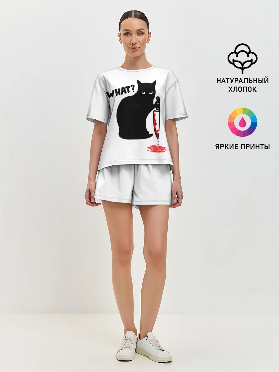 Женская пижама с шортами / What Cat
