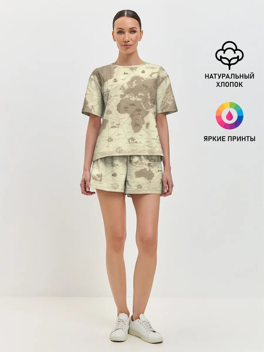 Женская пижама с шортами / Карта мира