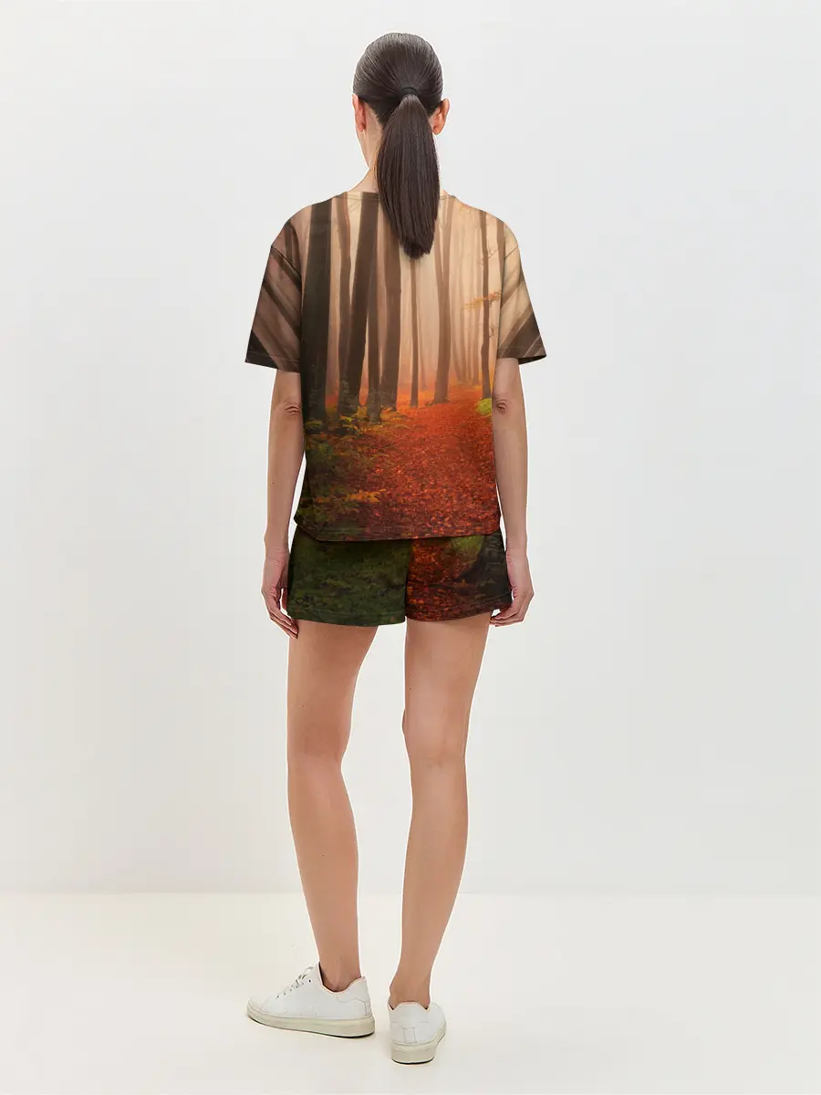 Женская пижама с шортами / Осенний лес
