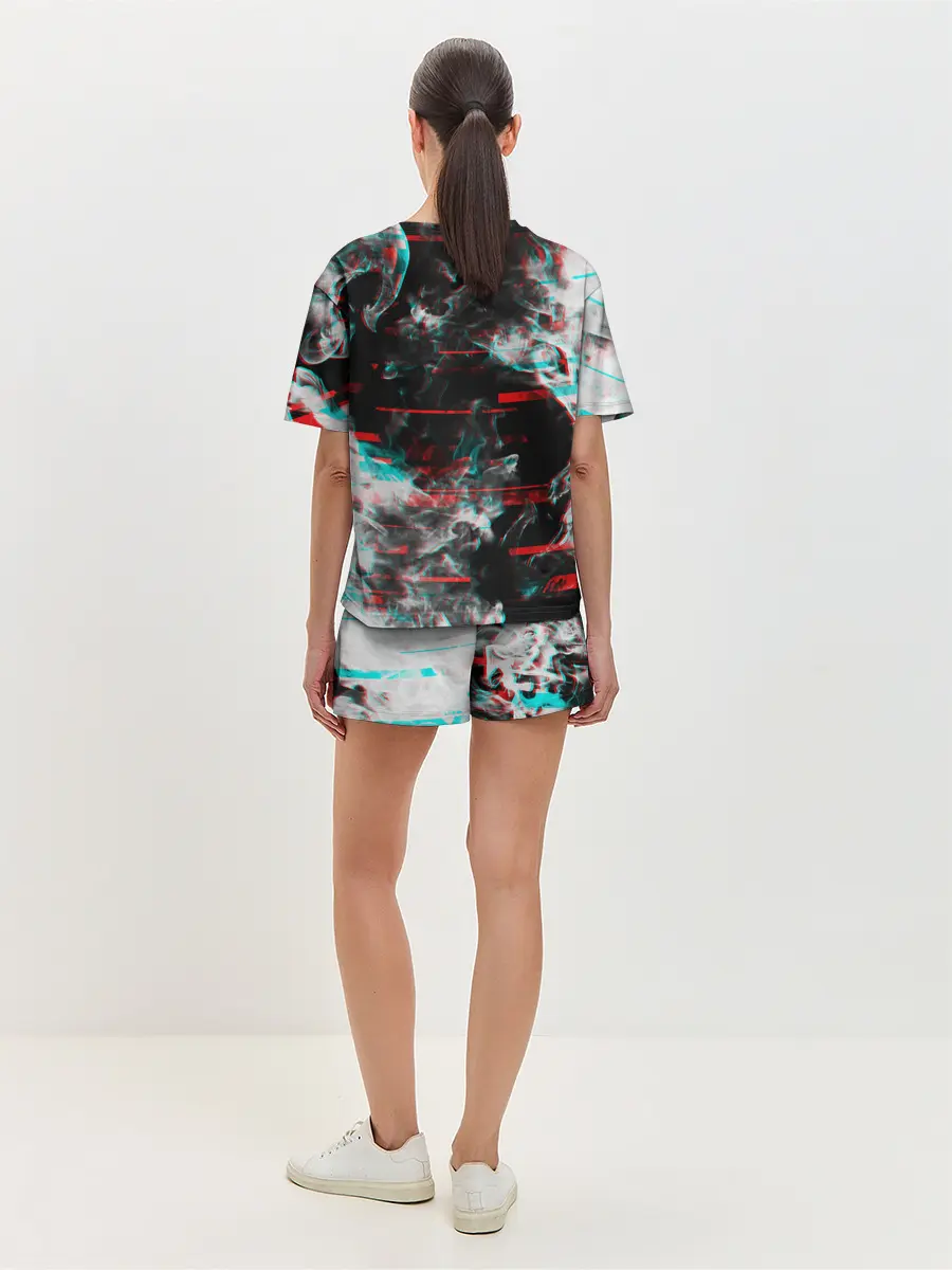 Женская пижама с шортами / White flame glitch
