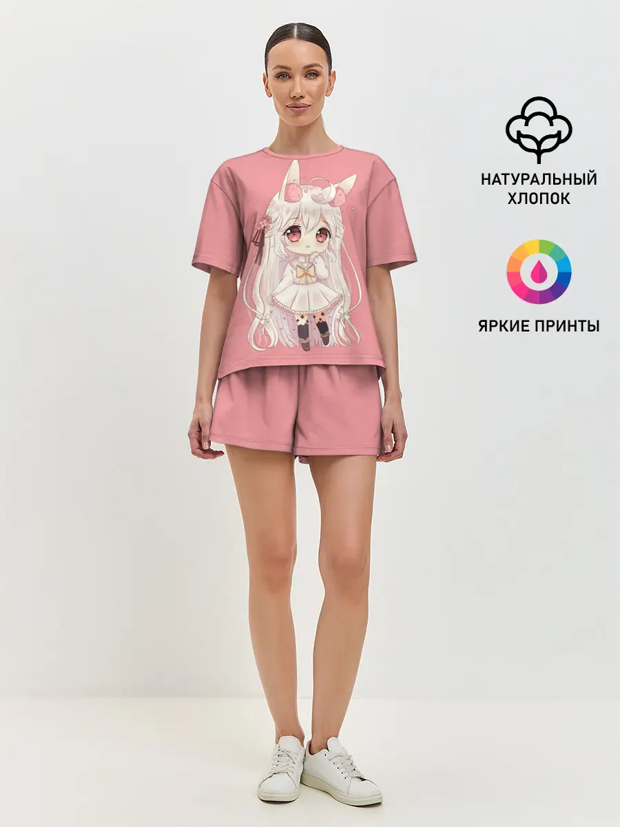 Женская пижама с шортами / Неко тян