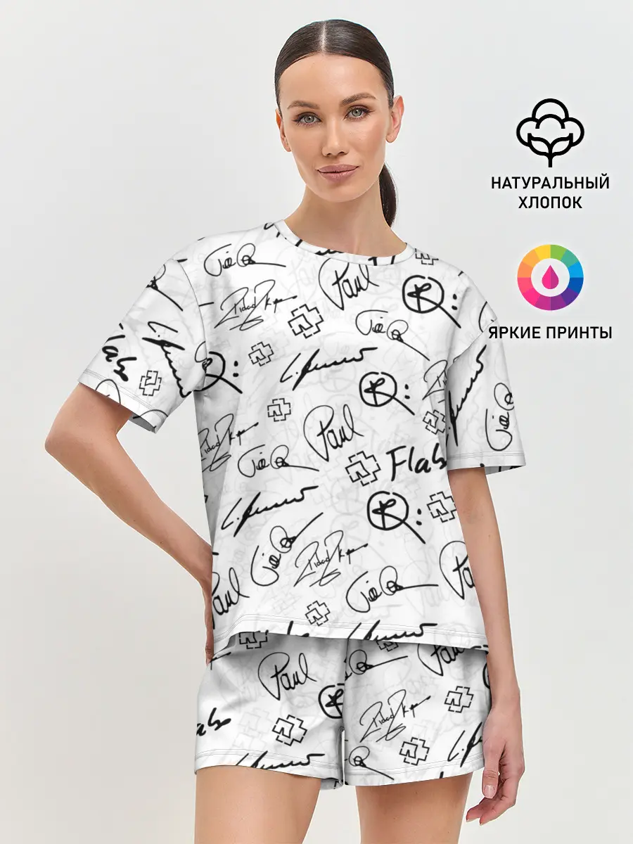 Женская пижама с шортами / RAMMSTEIN АВТОГРАФЫ