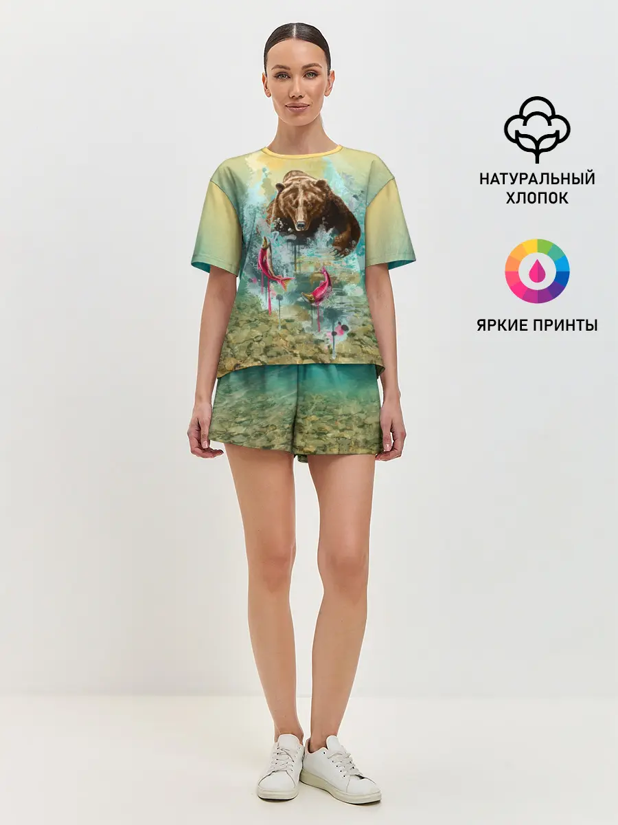 Женская пижама с шортами / Рыбалка