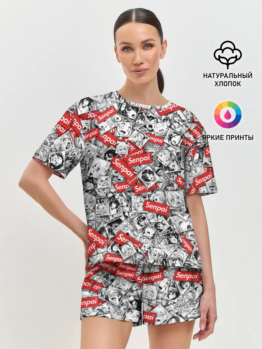 Женская пижама с шортами / Senpai ahegao