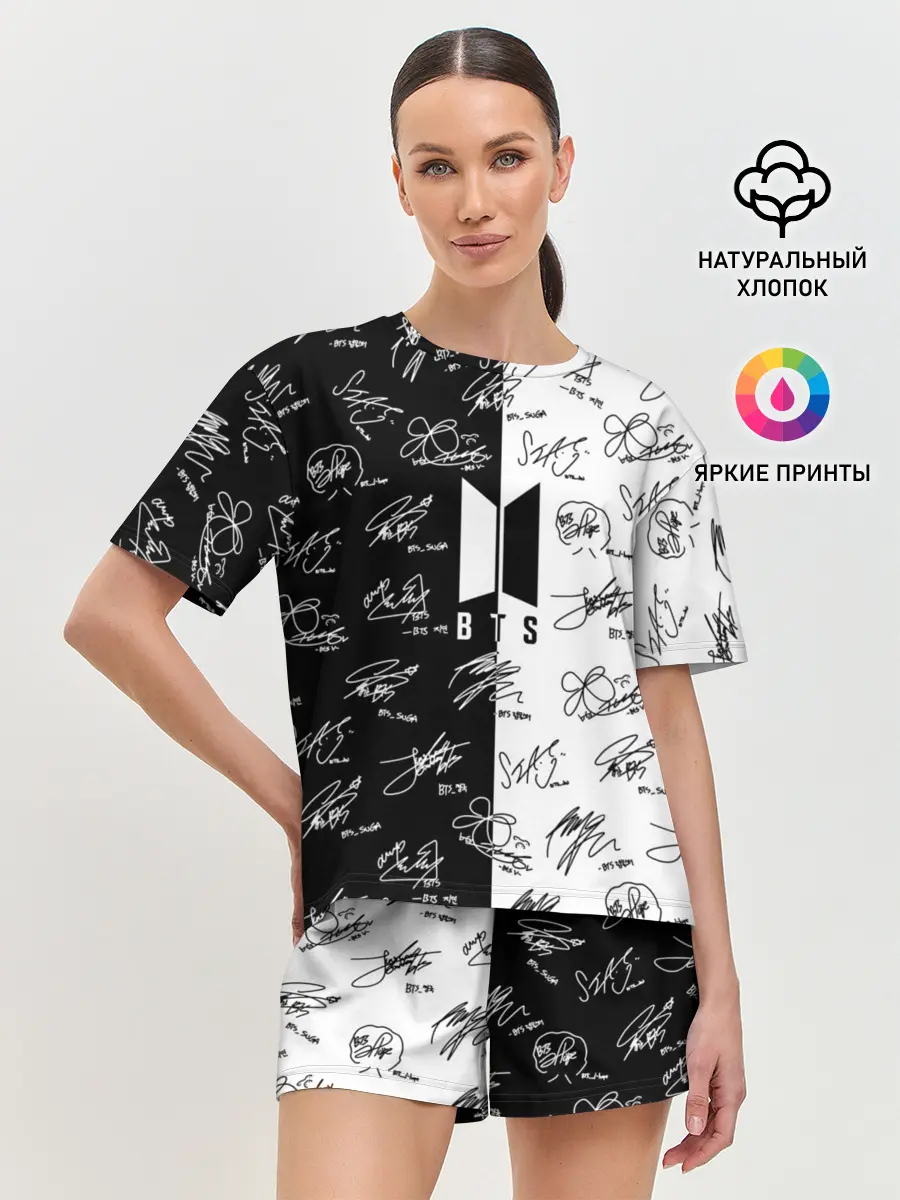 Женская пижама с шортами / BTS АВТОГРАФЫ