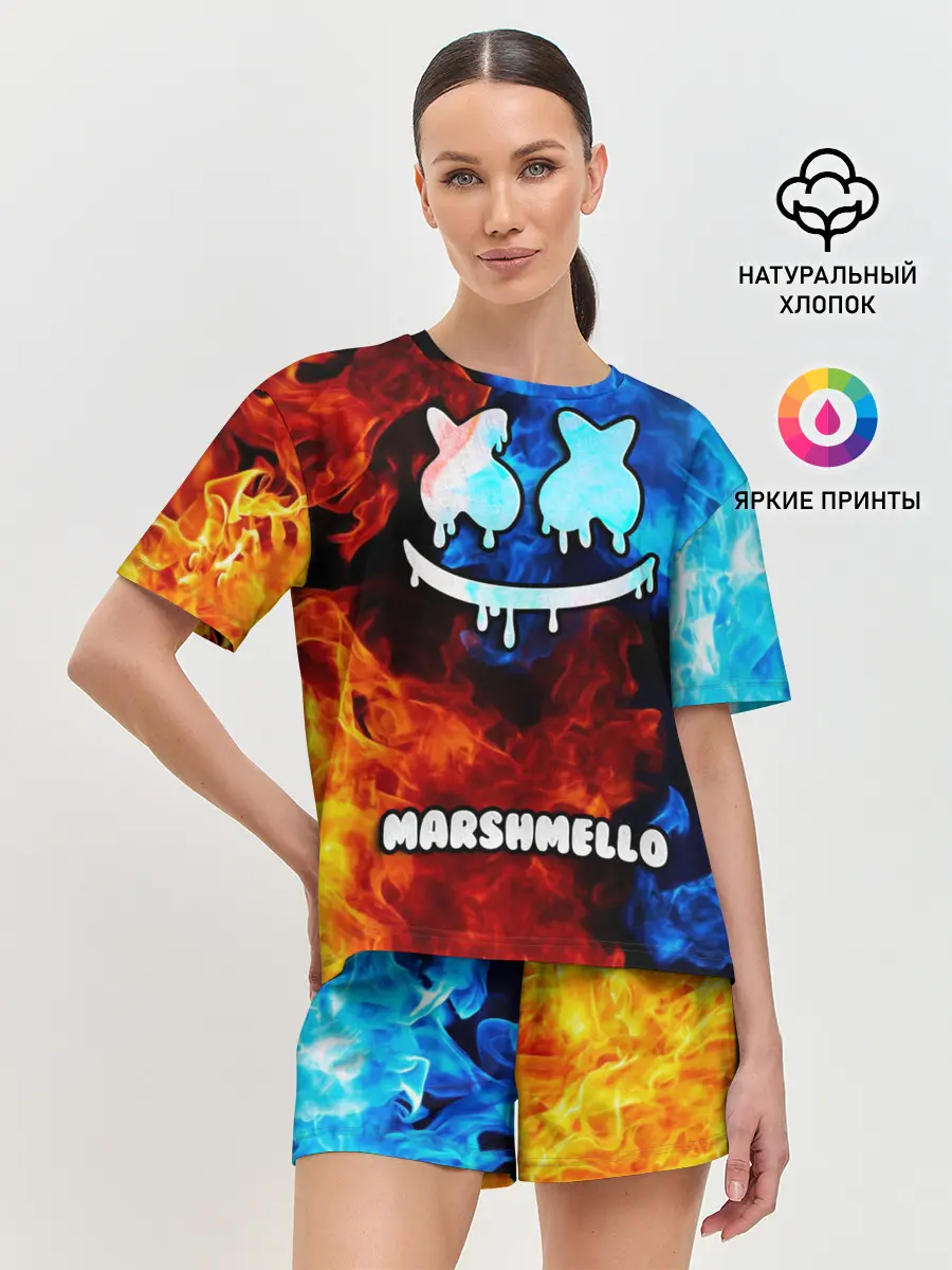 Женская пижама с шортами / РЮКЗАК MARSHMELLO