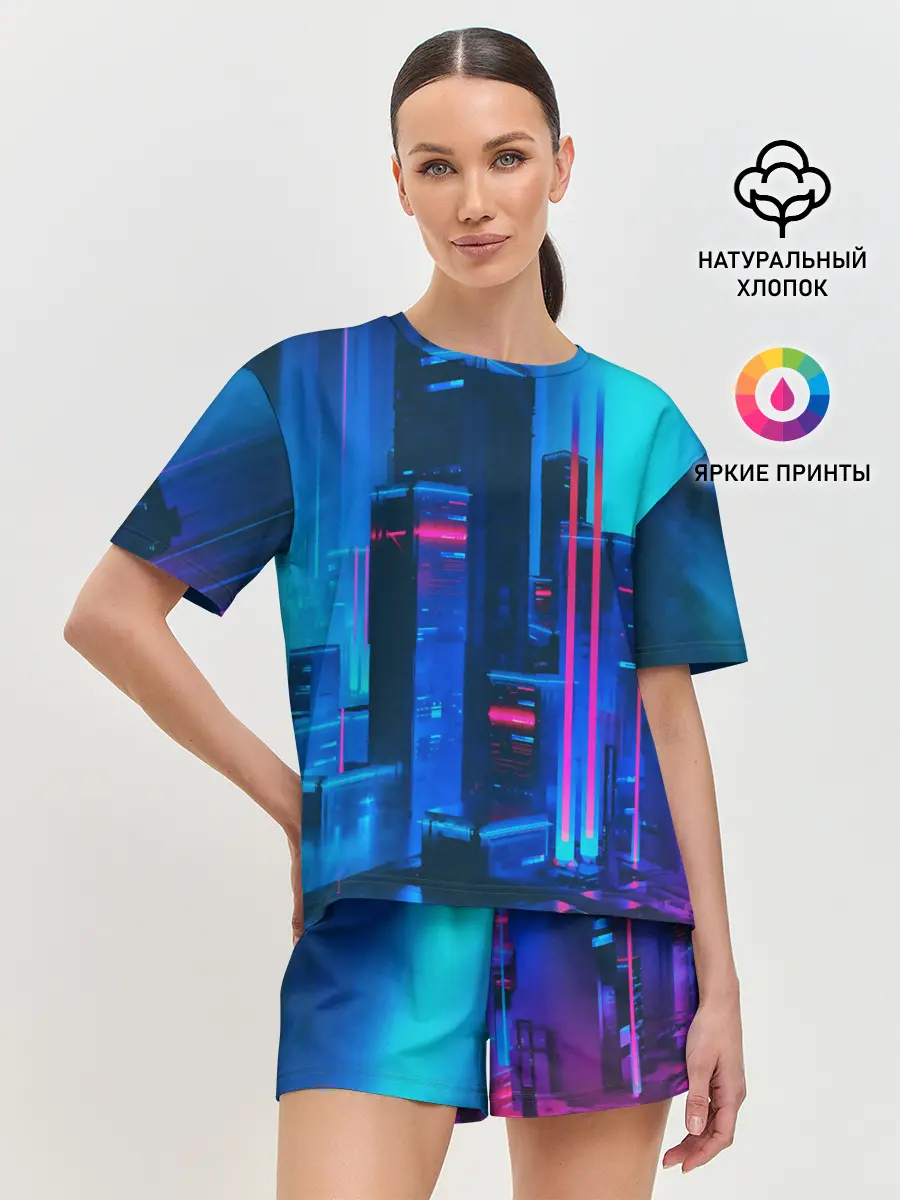 Женская пижама с шортами / НОЧНОЙ ГОРОД