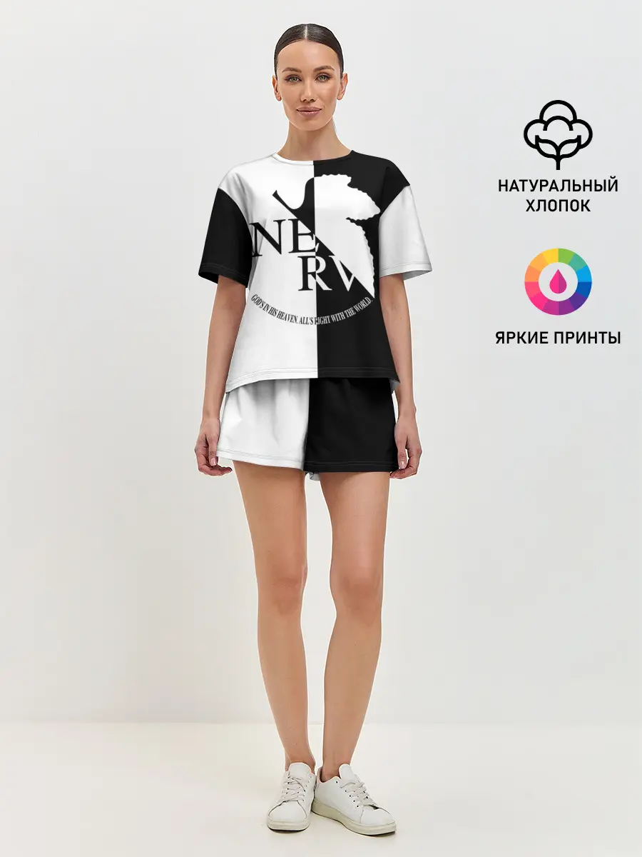 Женская пижама с шортами / Nerv black and white