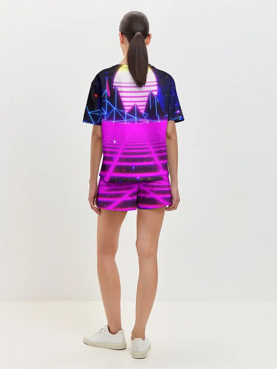 Женская пижама с шортами / Ретро Стиль неон