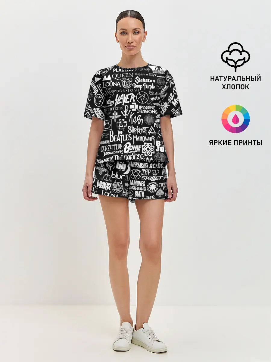 Женская пижама с шортами / ЛОГОТИПЫ РОК ГРУПП | ROCK