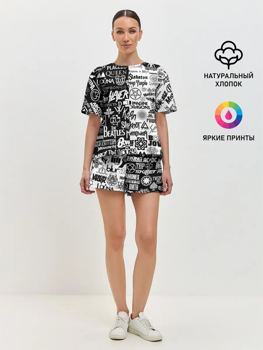Женская пижама с шортами / ЛОГОТИПЫ РОК ГРУПП