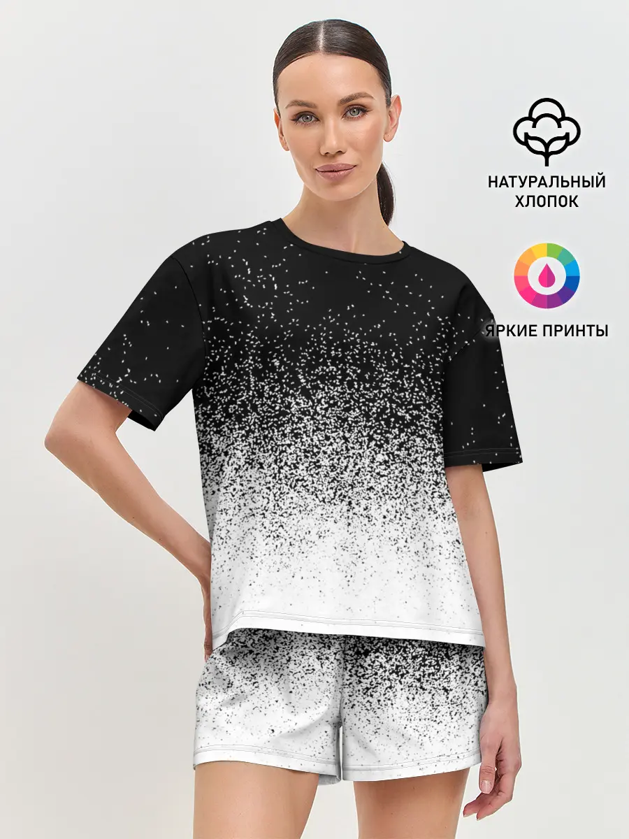 Женская пижама с шортами / BLACK AND WHITE ABSTRACTION