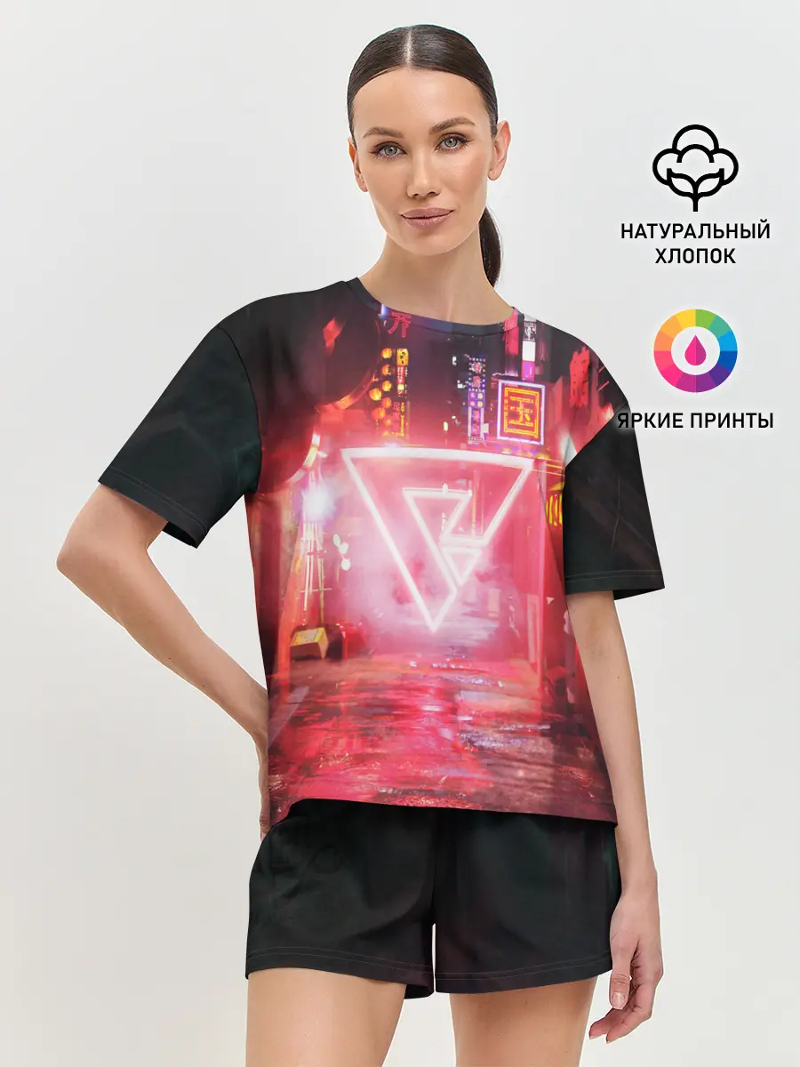 Женская пижама с шортами / КИБЕР НЕОН