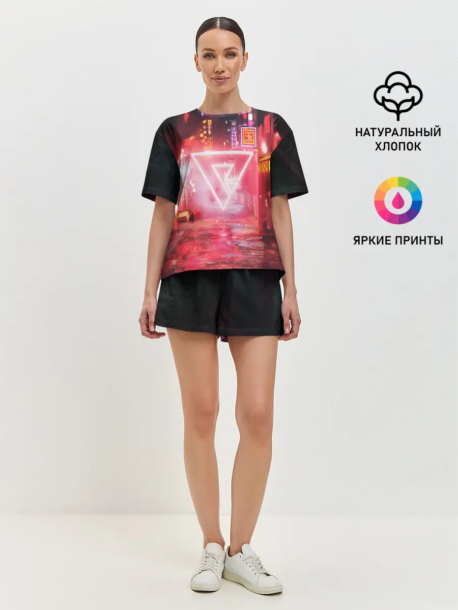 Женская пижама с шортами / КИБЕР НЕОН