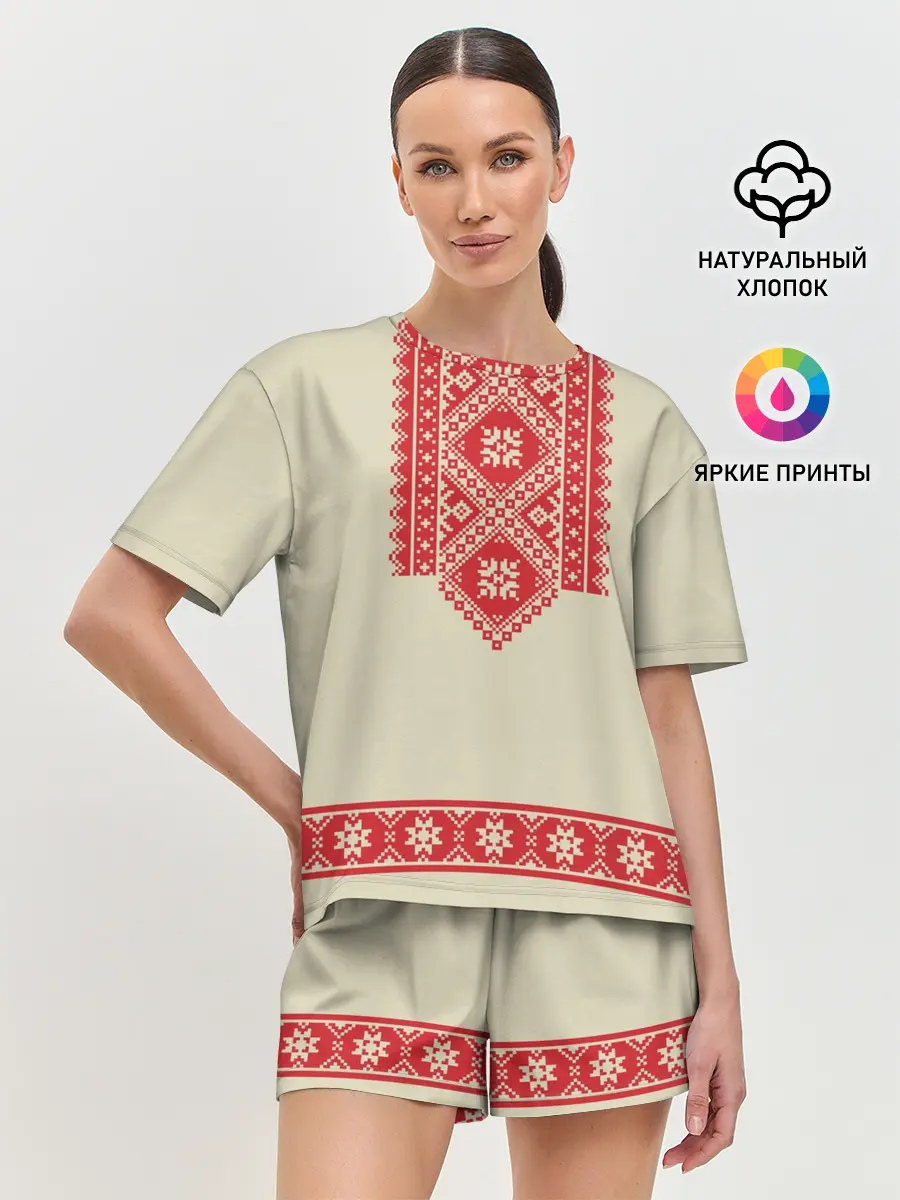 Женская пижама с шортами / Рубаха