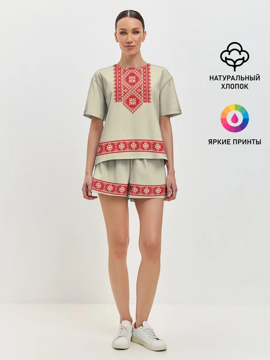 Женская пижама с шортами / Рубаха