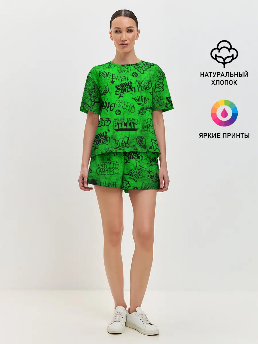 Женская пижама с шортами / Billie Eilish Graffiti Grunge