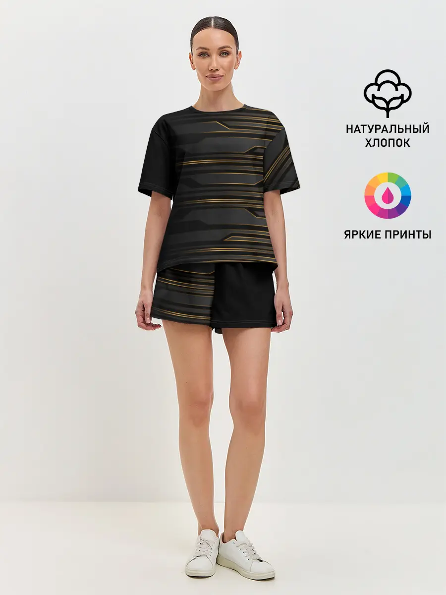 Женская пижама с шортами / Futuristic technology lines