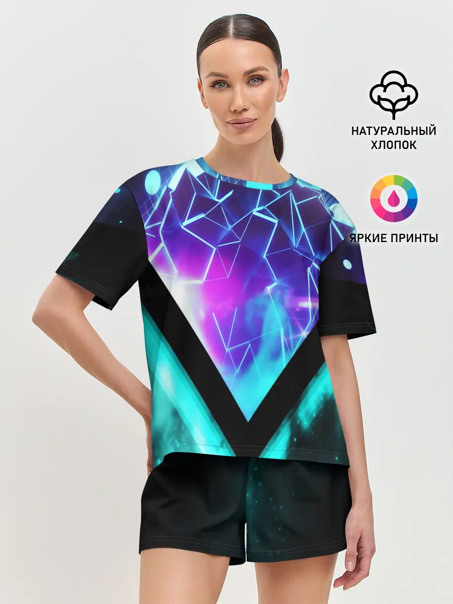 Женская пижама с шортами / NEON GEOMETRY
