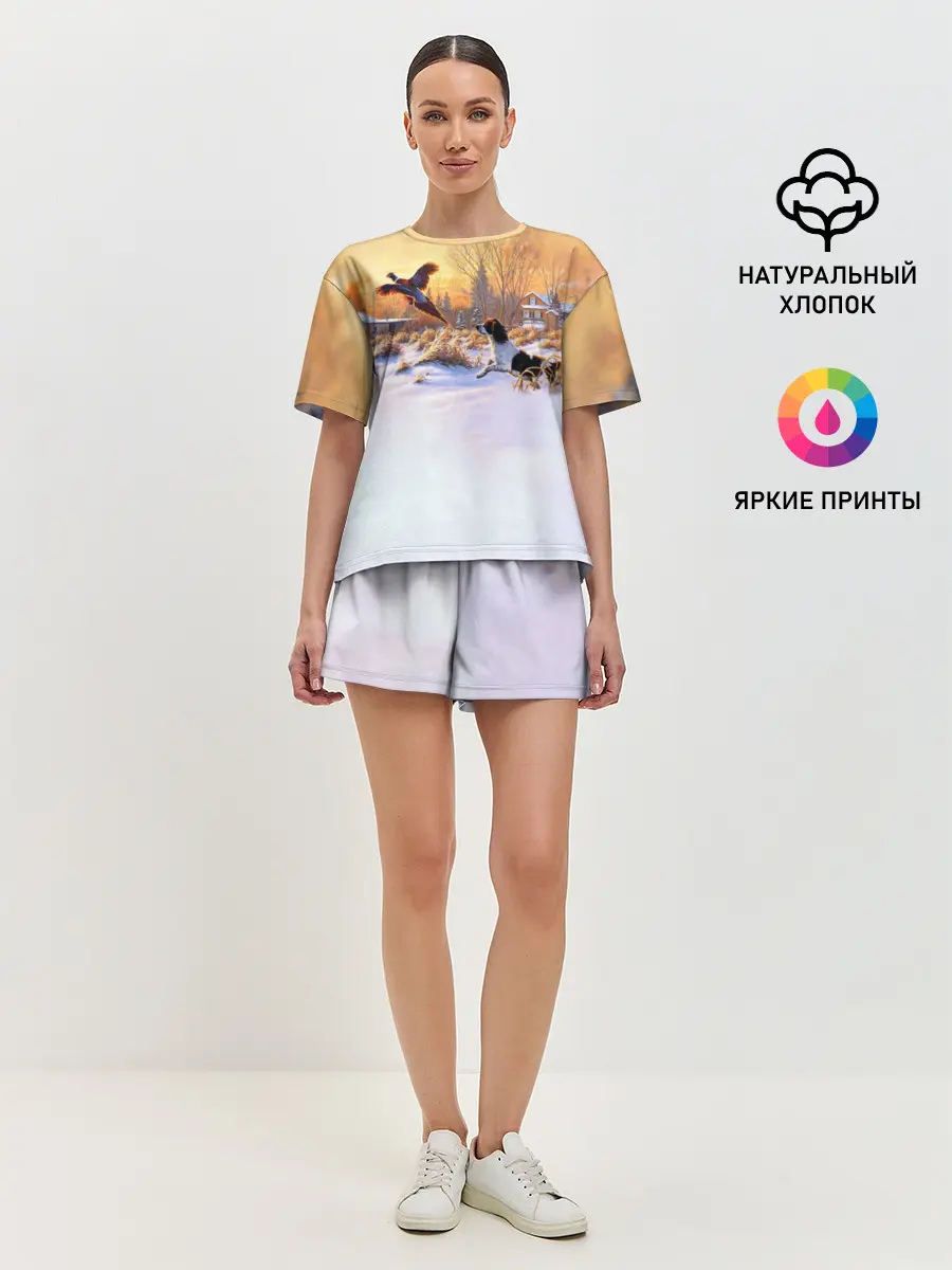 Женская пижама с шортами / Собака и фазан