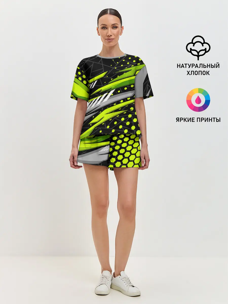 Женская пижама с шортами / Black and Green