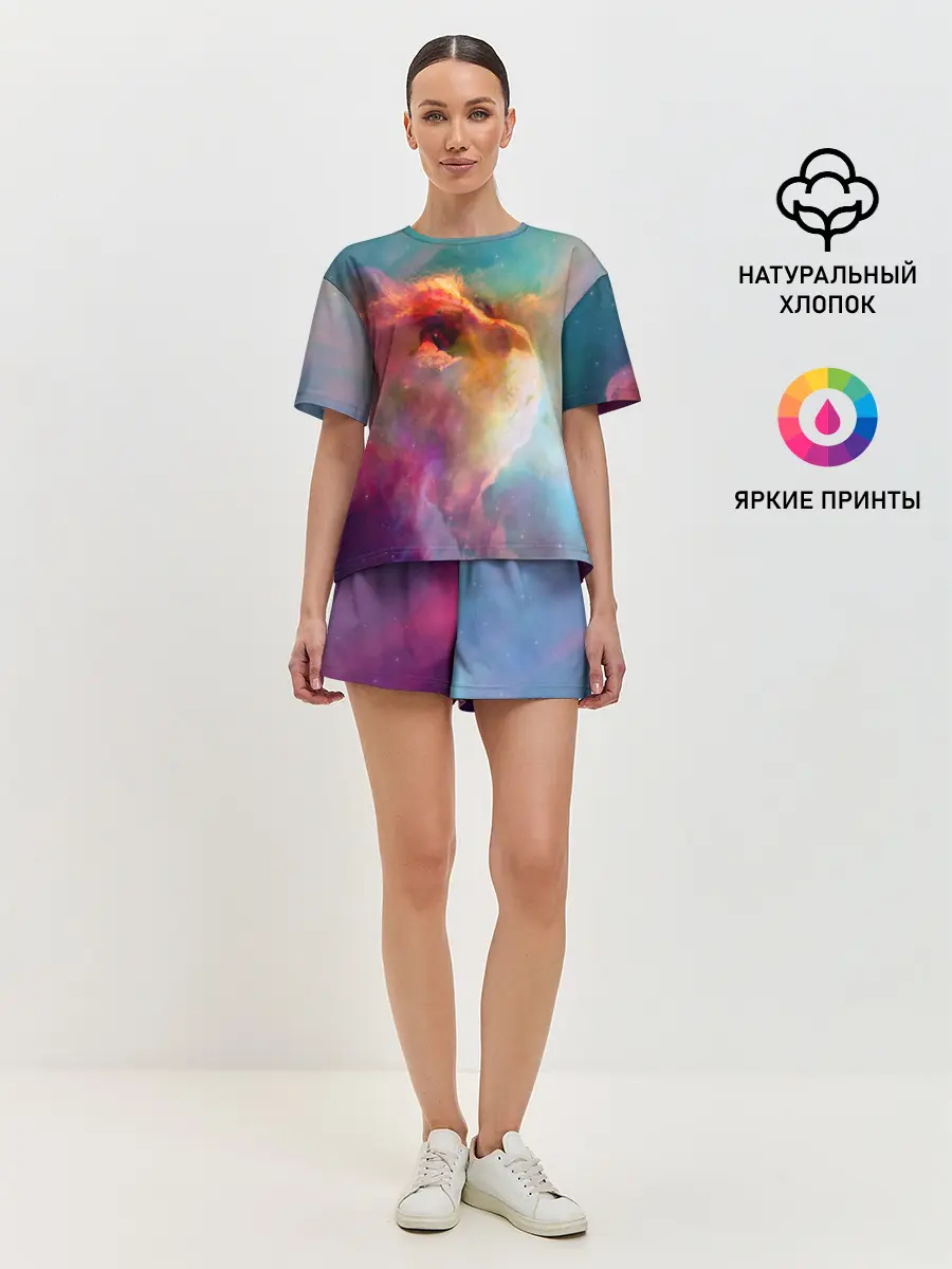 Женская пижама с шортами / КОСМИЧЕСКИЙ КОТ
