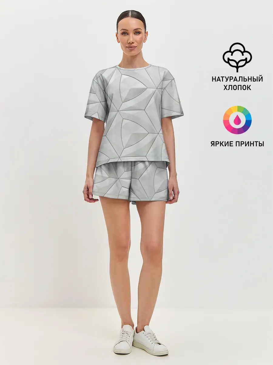 Женская пижама с шортами / Техно Геометрия