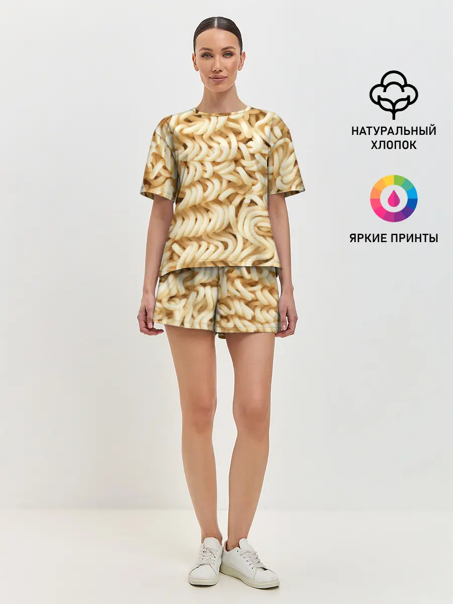 Женская пижама с шортами / Лапша