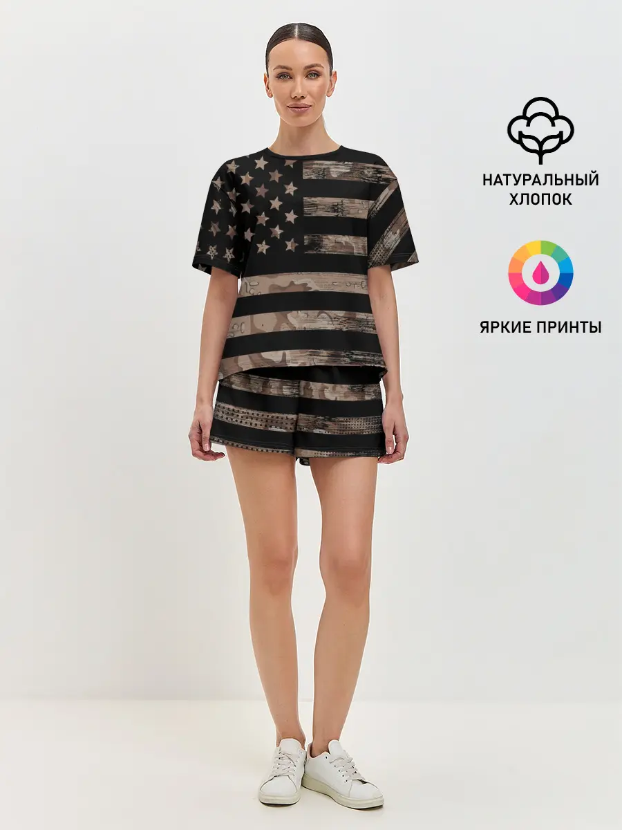 Женская пижама с шортами / American Flag Camo