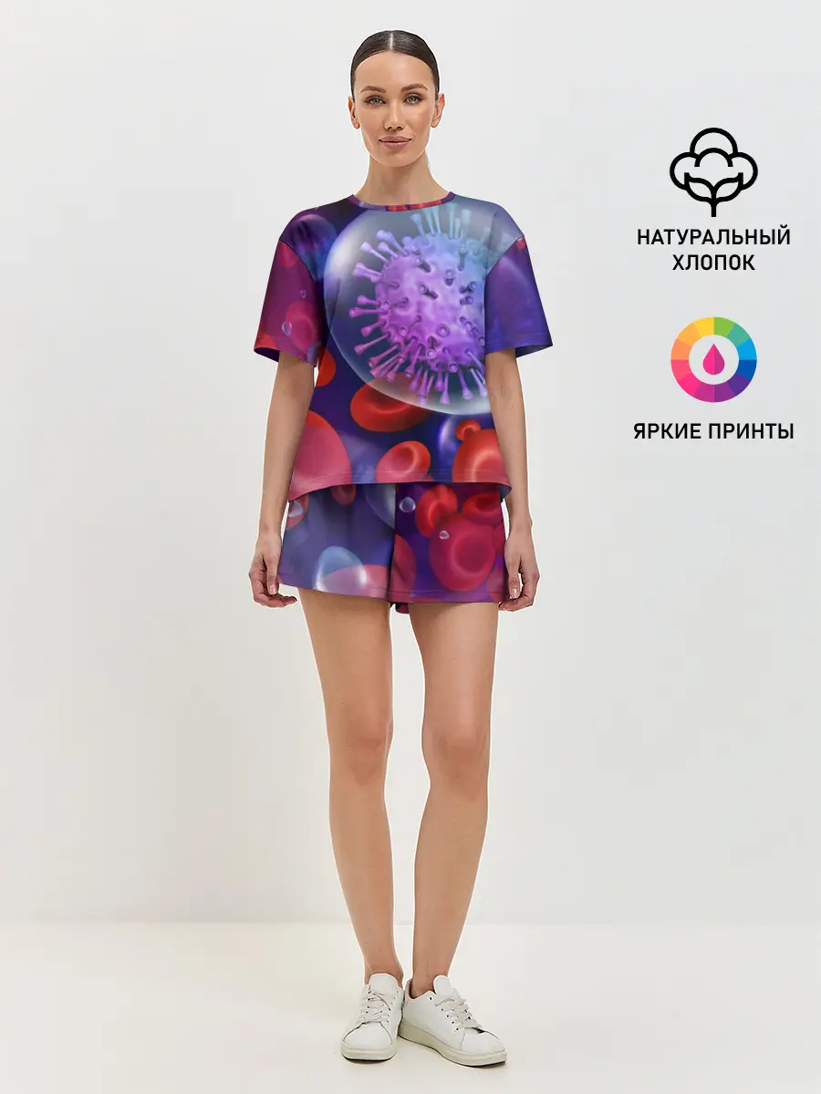 Женская пижама с шортами / Лейкоциты и клетка