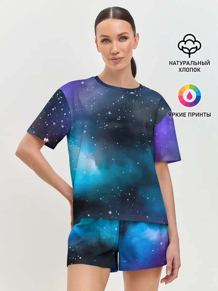 Женская пижама с шортами / Рисованный Космос