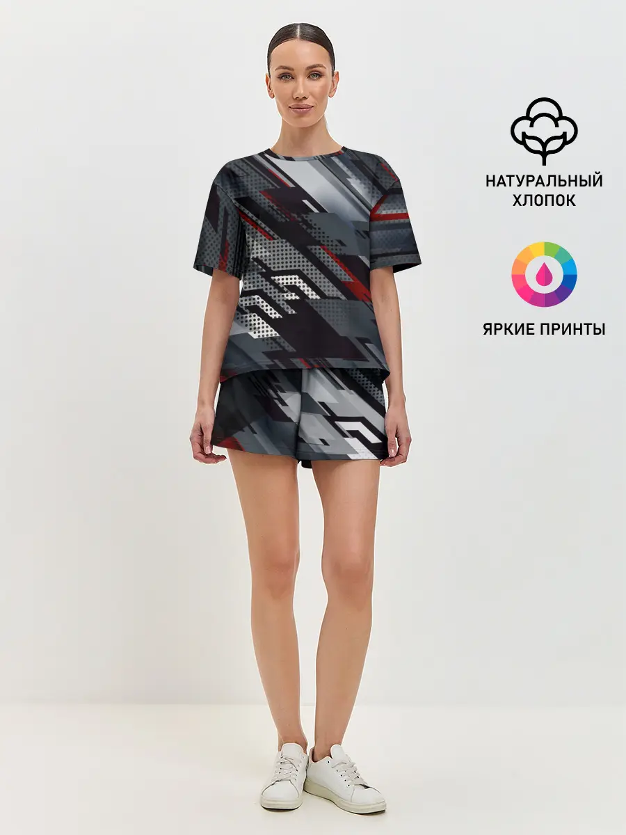 Женская пижама с шортами / Металлическая текстура