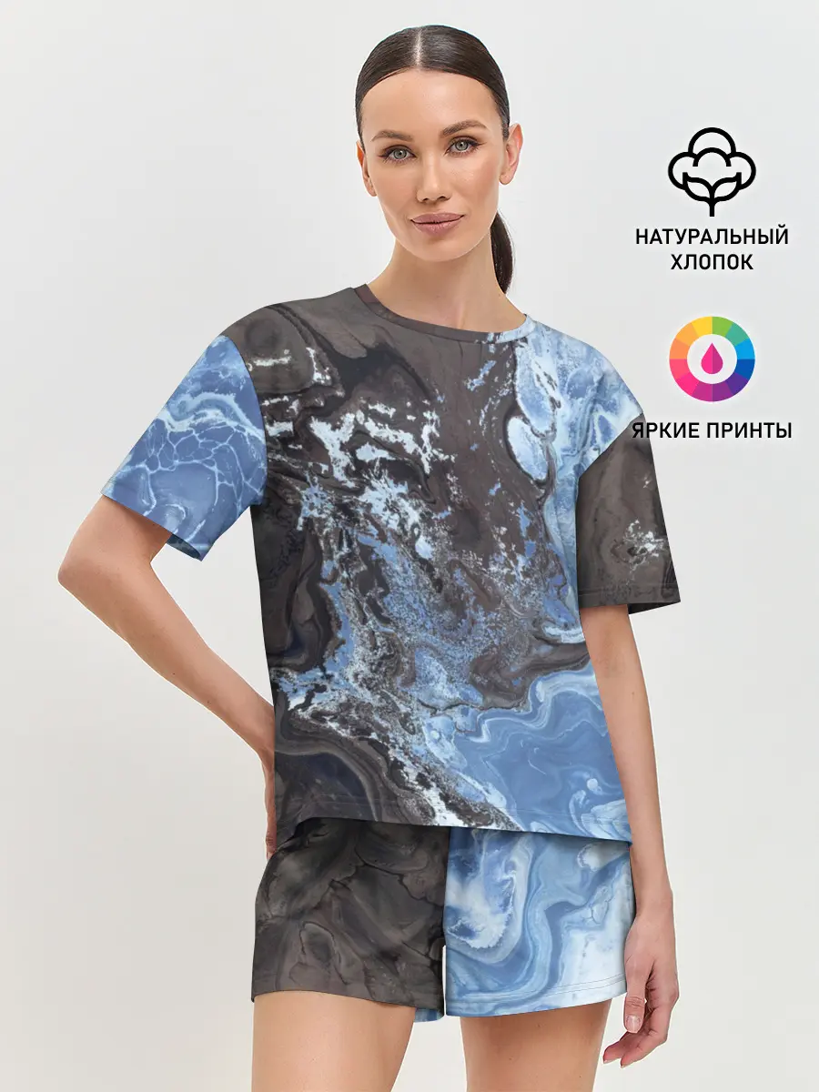 Женская пижама с шортами / Волны