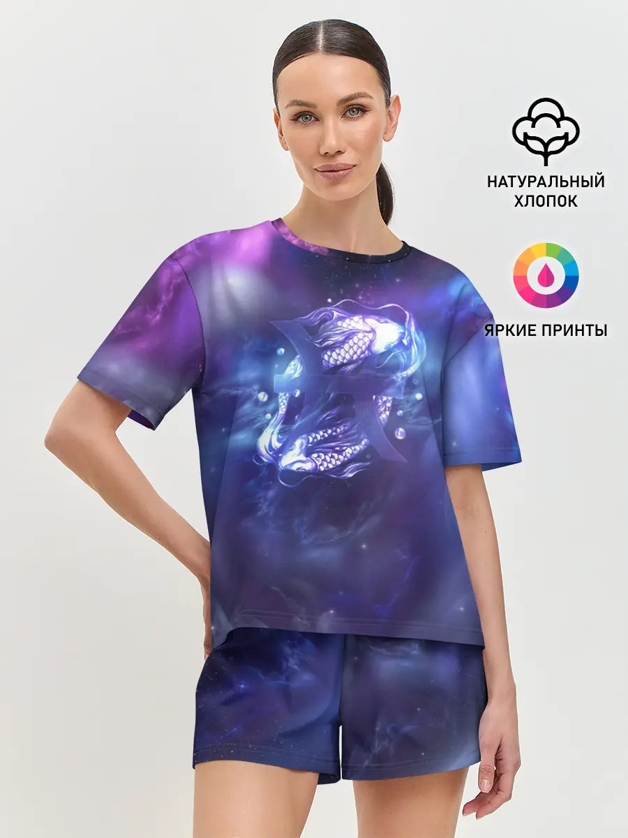 Женская пижама с шортами / Рыбы