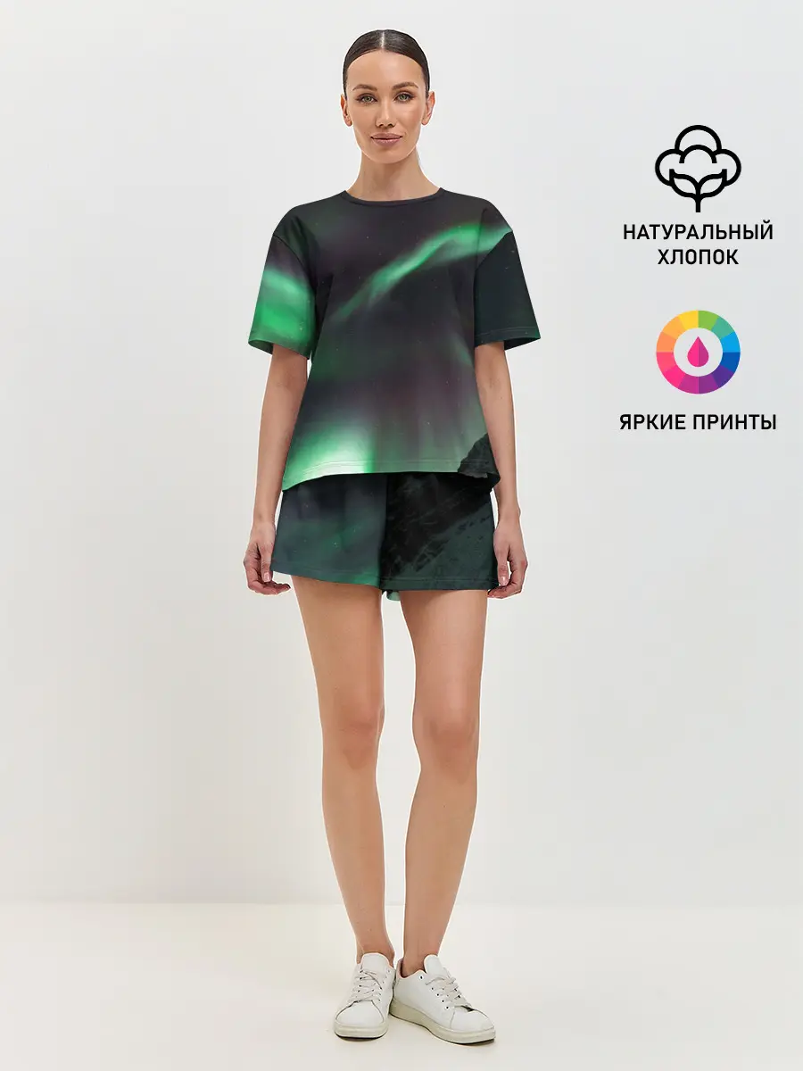 Женская пижама с шортами / Северное сияние