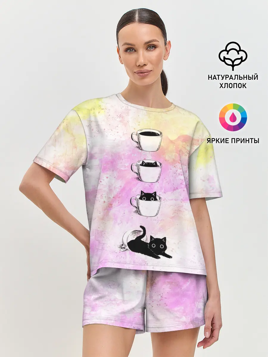 Женская пижама с шортами / catfee