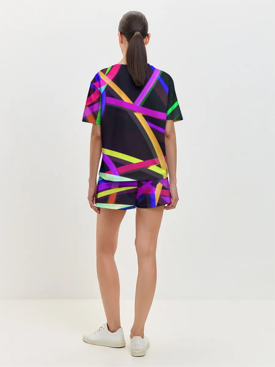 Женская пижама с шортами / Светящиеся полосы