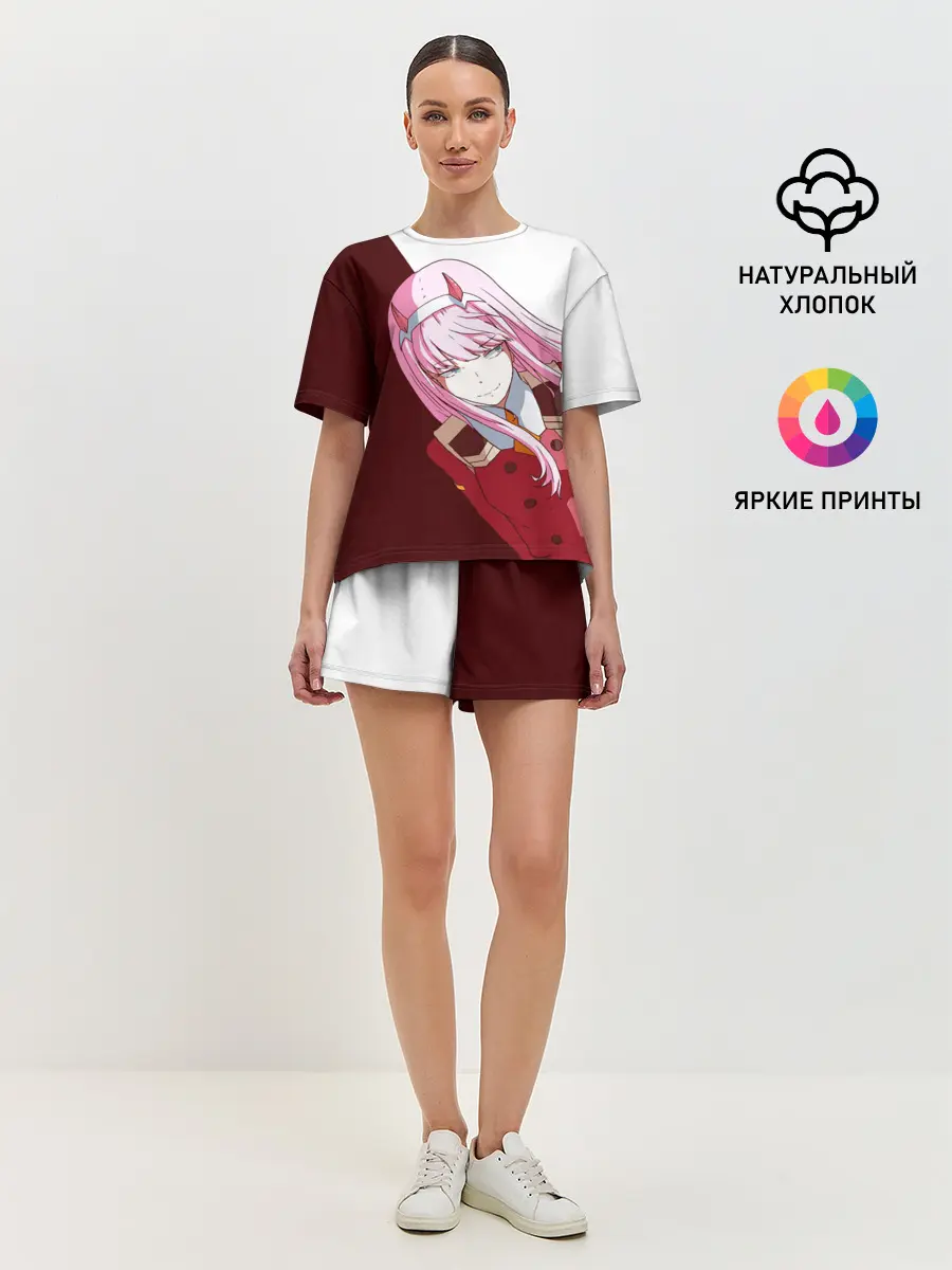 Женская пижама с шортами / Ноль два диагональ