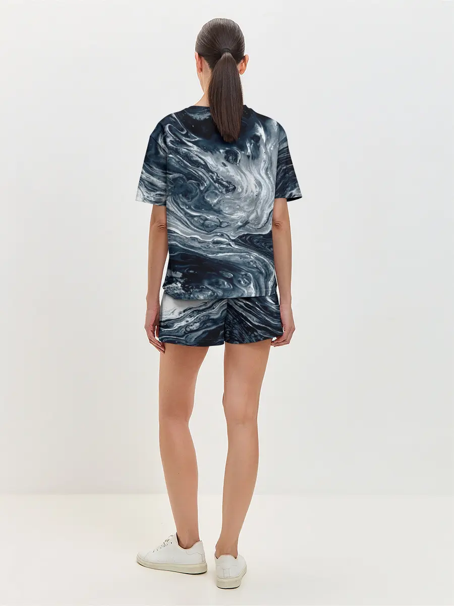 Женская пижама с шортами / Темные холодные краски