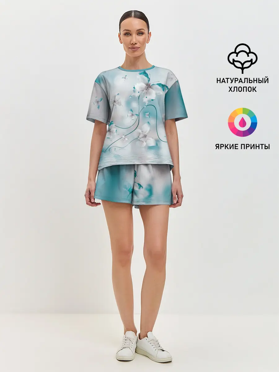 Женская пижама с шортами / бабочки