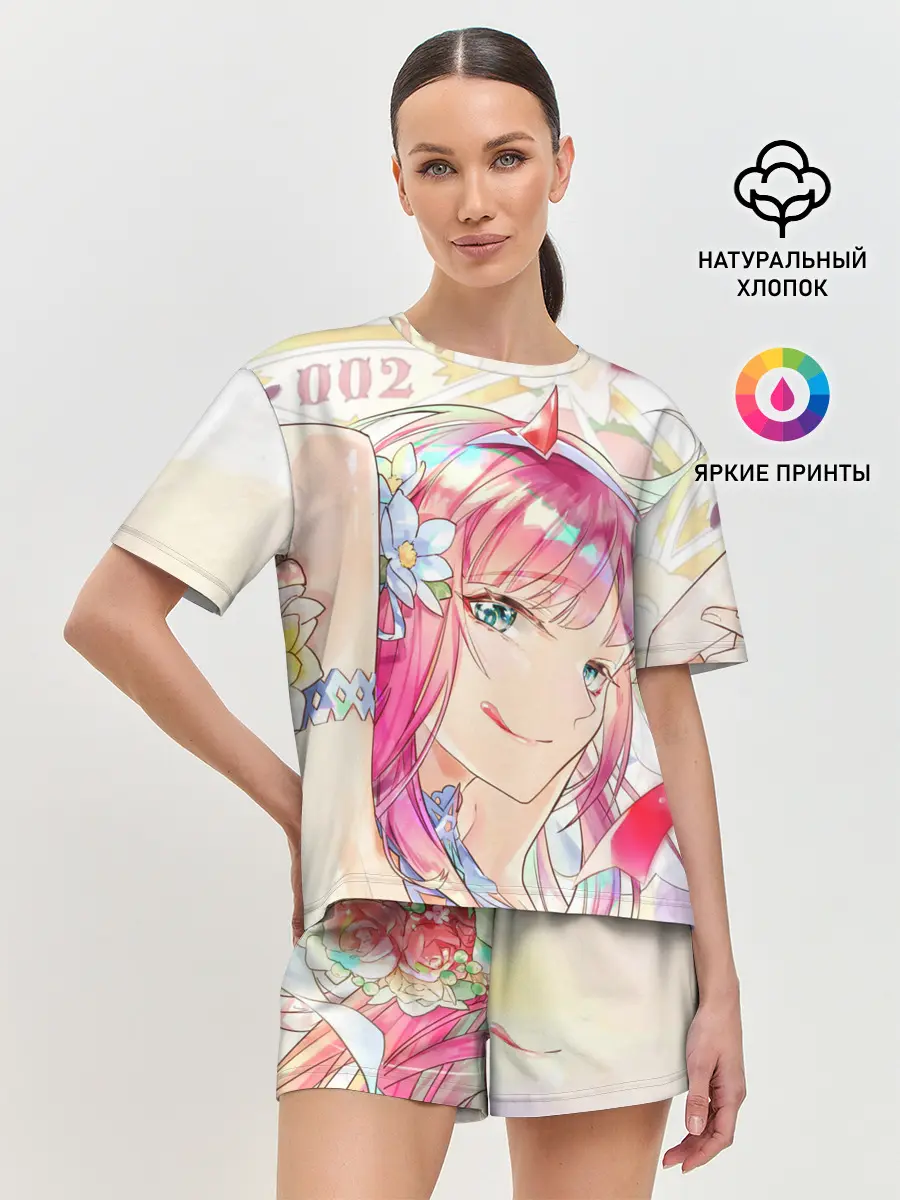 Женская пижама с шортами / ноль два милая