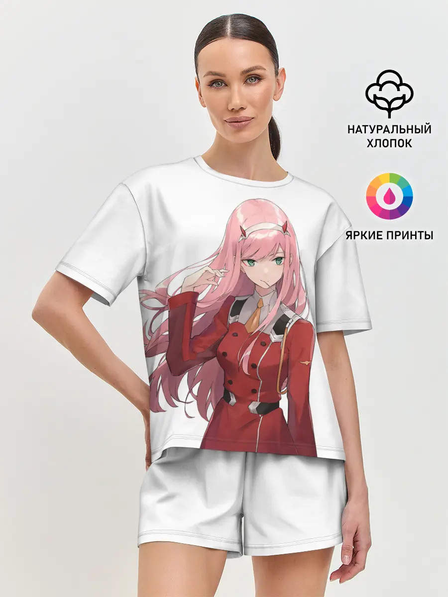 Женская пижама с шортами / ноль два волосы