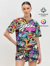 Женская пижама с шортами / Джоджо паттерн комикс