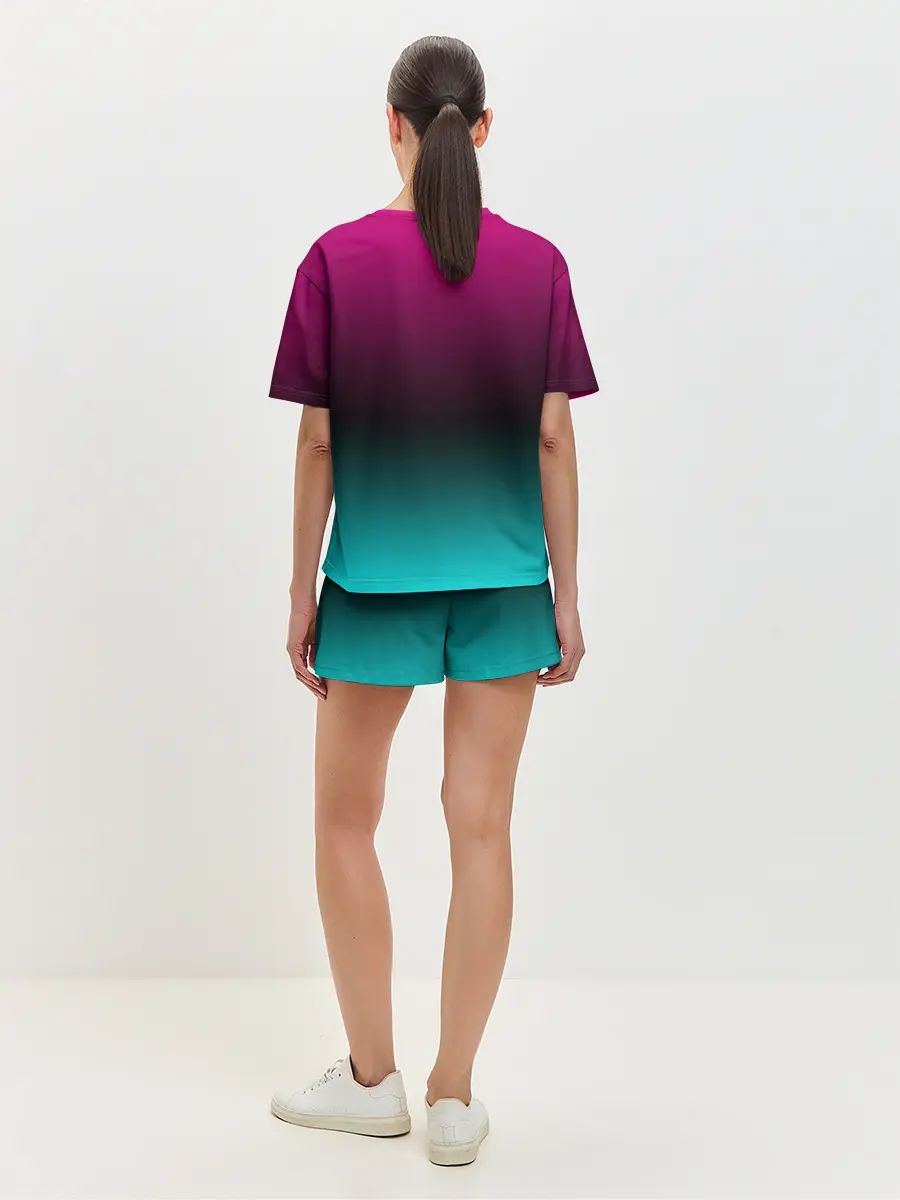 Женская пижама с шортами / РЕТРО ЕДИНОРОГ НЕОН