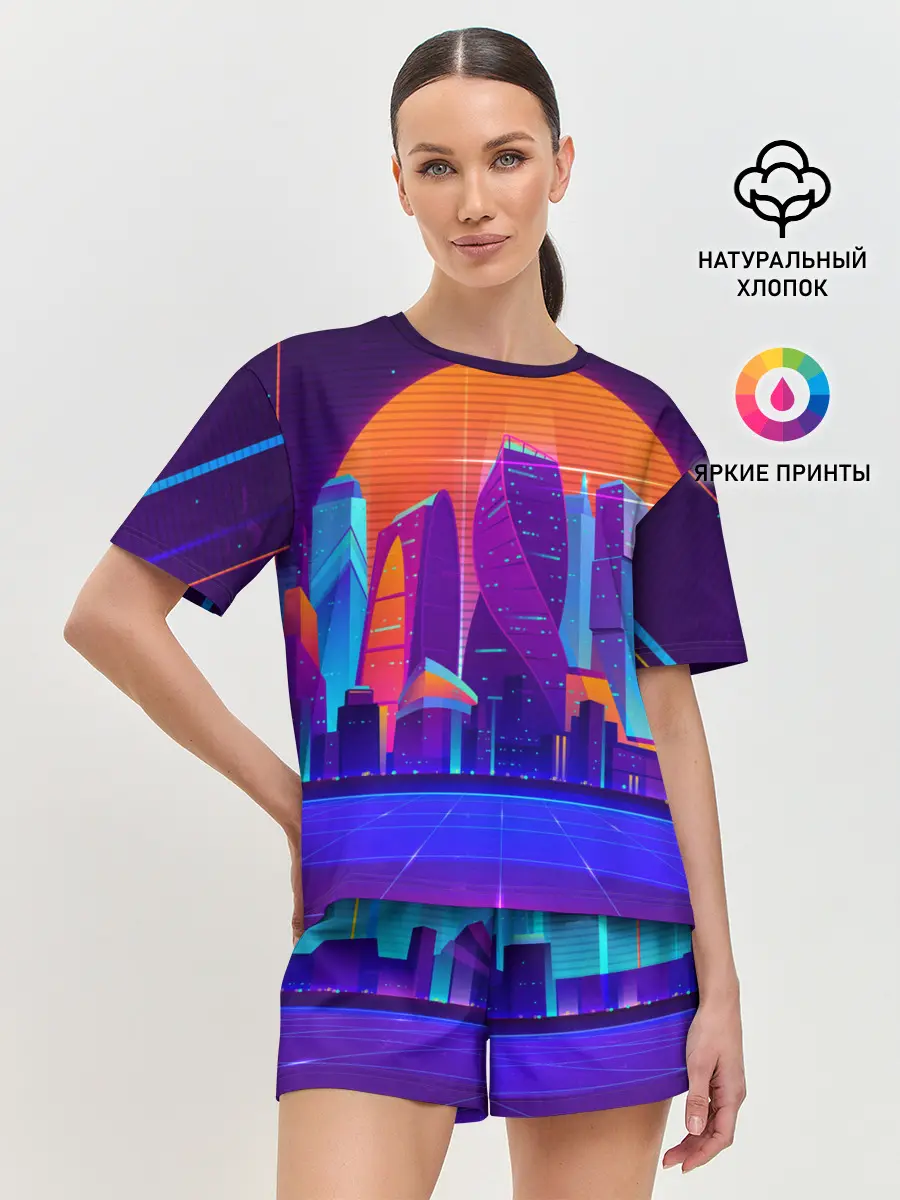 Женская пижама с шортами / НЕОНОВЫЙ ГОРОД