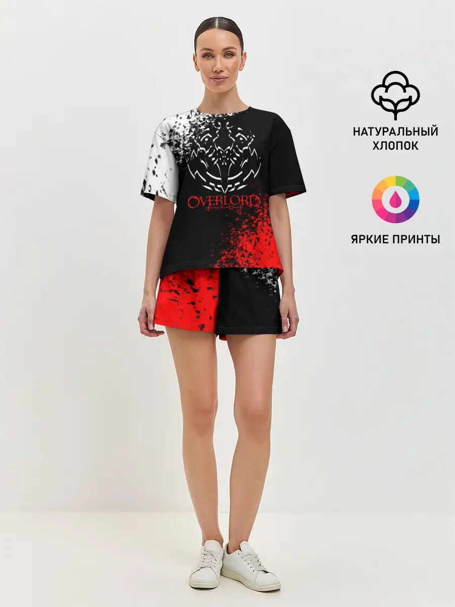 Женская пижама с шортами / Оверлорд лого краснобелый